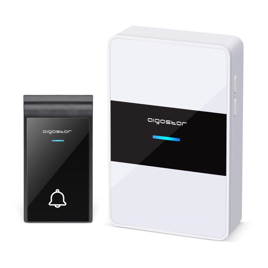 Aigostar - Campainha sem fios 3xAA IP44 preto/branco
