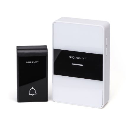 Aigostar - Campainha sem fios 3xAA IP44 preto/branco