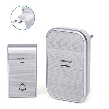 Aigostar - Campainha Sem Fios Plug-in 230V IP44 prateado
