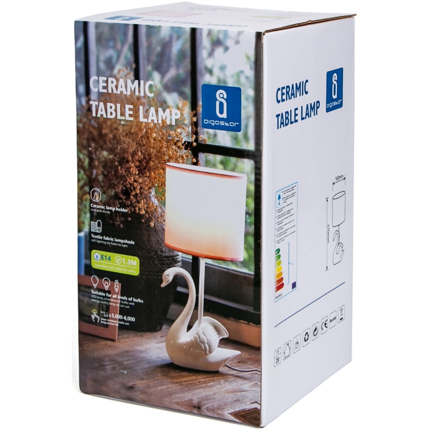 Aigostar - Candeeiro de criança 1xE14/40W/230V swan branco