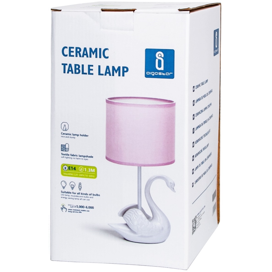 Aigostar - Candeeiro de criança 1xE14/40W/230V swan branco
