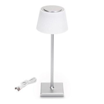 Aigostar - Candeeiro de exterior LED recarregável regulável 4W/5V 3600mAh branco/cromado IP54