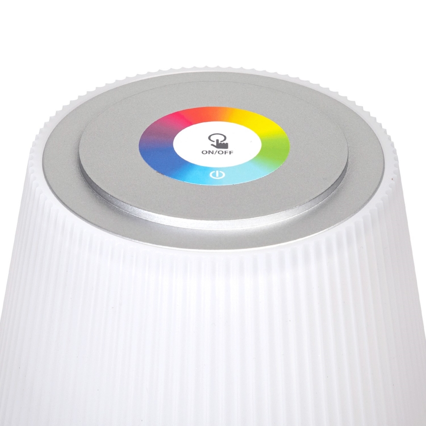 Aigostar - Candeeiro de exterior LED RGBW regulável 4W/5V 3600mAh branco/cromado IP54