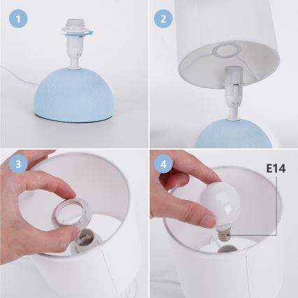 Aigostar - Candeeiro de mesa 1xE14/40W/230V azul/branco