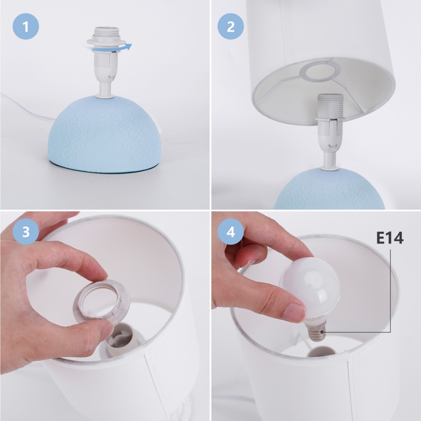 Aigostar - Candeeiro de mesa 1xE14/40W/230V azul/branco