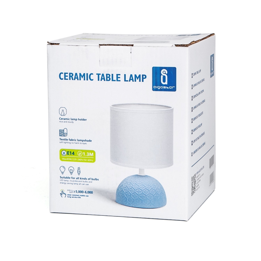 Aigostar - Candeeiro de mesa 1xE14/40W/230V azul/branco