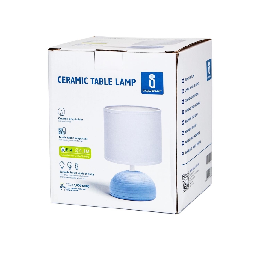 Aigostar - Candeeiro de mesa 1xE14/40W/230V azul/branco