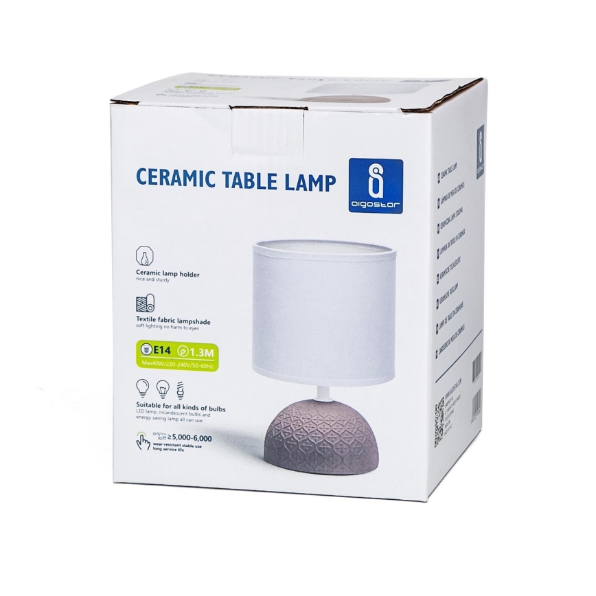 Aigostar - Candeeiro de mesa 1xE14/40W/230V castanho/branco