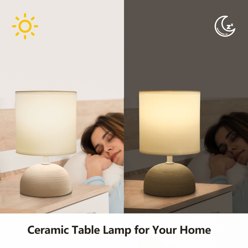 Aigostar - Candeeiro de mesa 1xE14/40W/230V castanho/branco