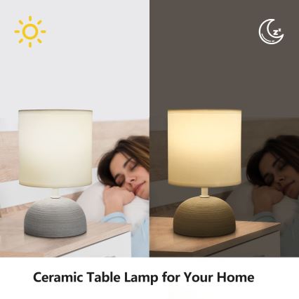 Aigostar - Candeeiro de mesa 1xE14/40W/230V cinzento/branco