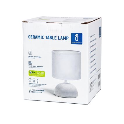 Aigostar - Candeeiro de mesa 1xE14/40W/230V cinzento/branco