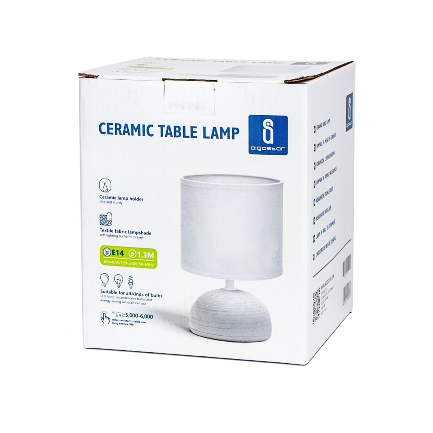 Aigostar - Candeeiro de mesa 1xE14/40W/230V cinzento/branco