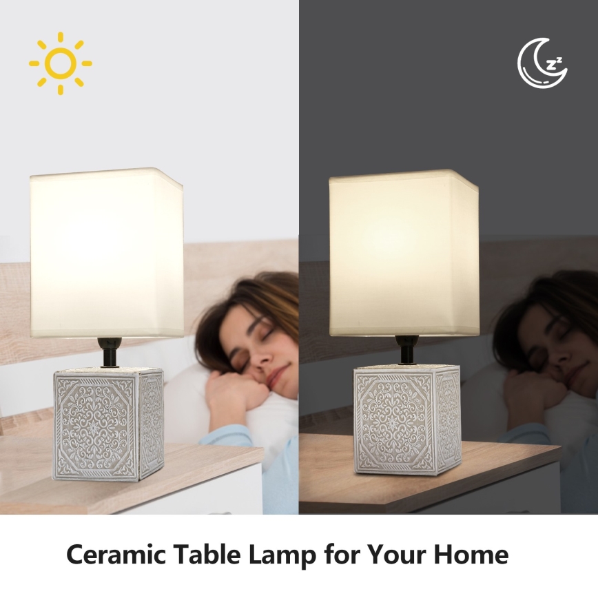 Aigostar - Candeeiro de mesa 1xE14/40W/230V cinzento/branco