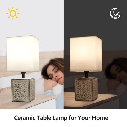 Aigostar - Candeeiro de mesa 1xE14/40W/230V cinzento/branco