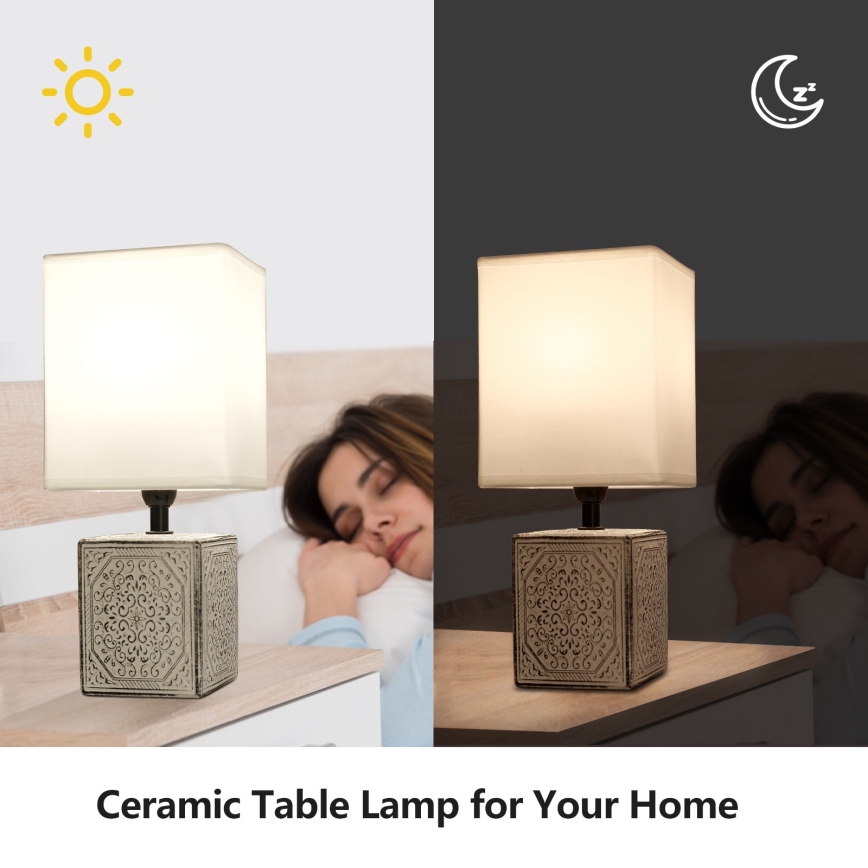 Aigostar - Candeeiro de mesa 1xE14/40W/230V cinzento/branco