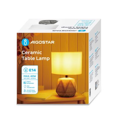 Aigostar - Candeeiro de mesa 1xE14/40W/230V cinzento