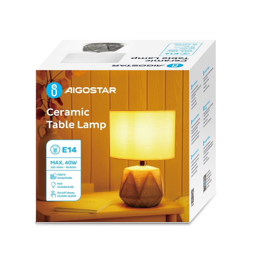 Aigostar - Candeeiro de mesa 1xE14/40W/230V cinzento