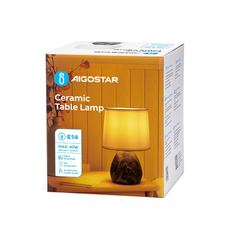 Aigostar - Candeeiro de mesa 1xE14/40W/230V cinzento