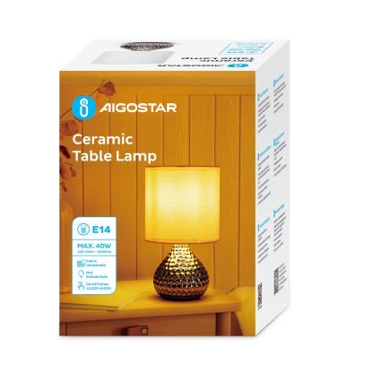 Aigostar - Candeeiro de mesa 1xE14/40W/230V cromado brilhante