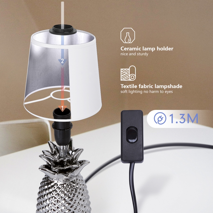 Aigostar - Candeeiro de mesa 1xE14/40W/230V cromado brilhante