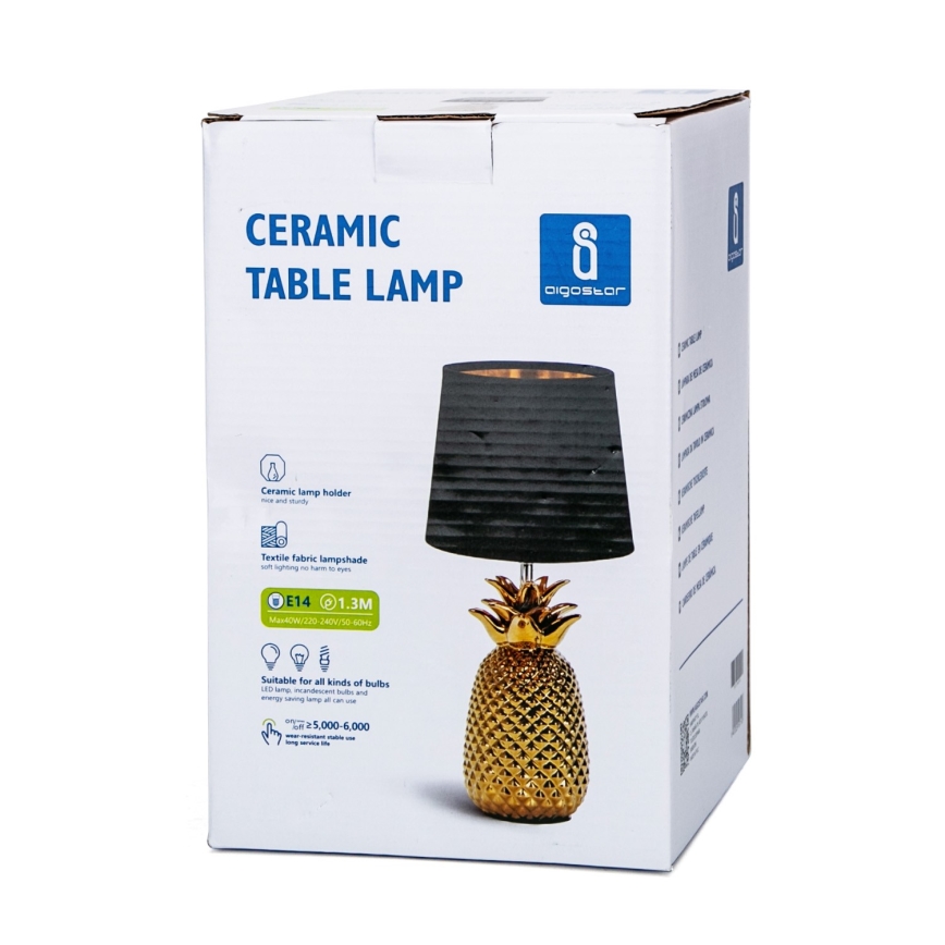 Aigostar - Candeeiro de mesa 1xE14/40W/230V dourado/preto
