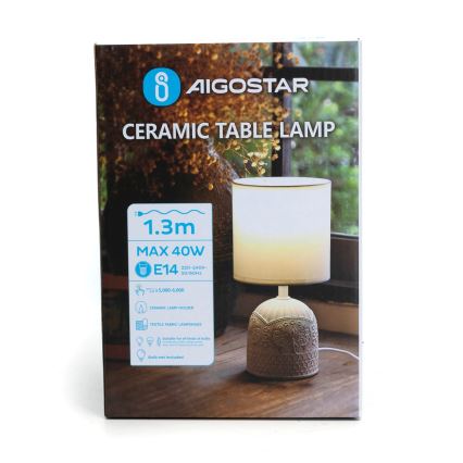 Aigostar - Candeeiro de mesa 1xE14/40W/230V