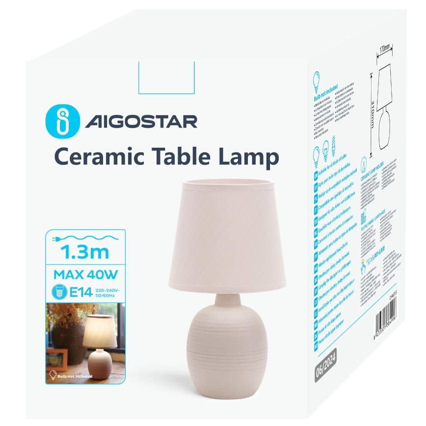 Aigostar - Candeeiro de mesa 1xE14/40W/230V