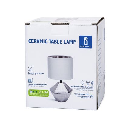 Aigostar - Candeeiro de mesa 1xE14/40W/230V prateado/branco