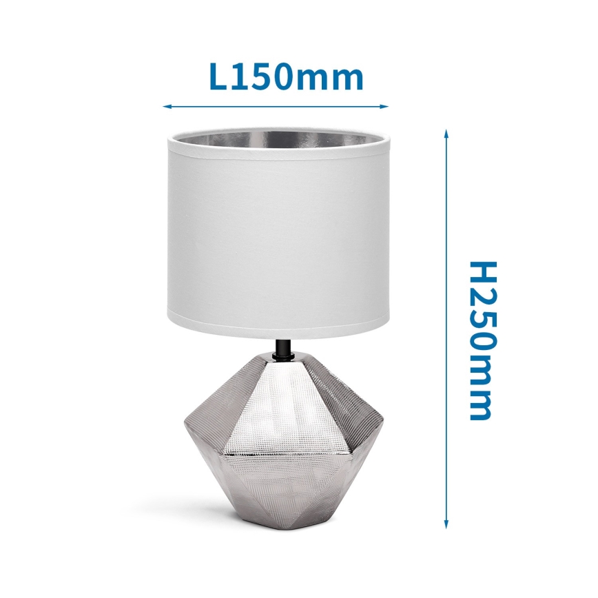 Aigostar - Candeeiro de mesa 1xE14/40W/230V prateado/branco