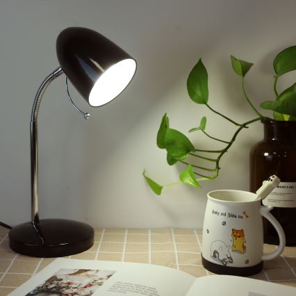 Aigostar - Candeeiro de mesa 1xE27/36W/230V preto/cromado brilhante