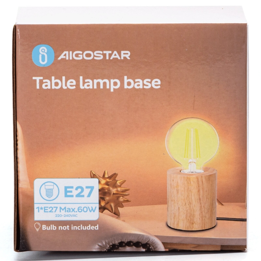 Aigostar - Candeeiro de mesa 1xE27/60W/230V bege
