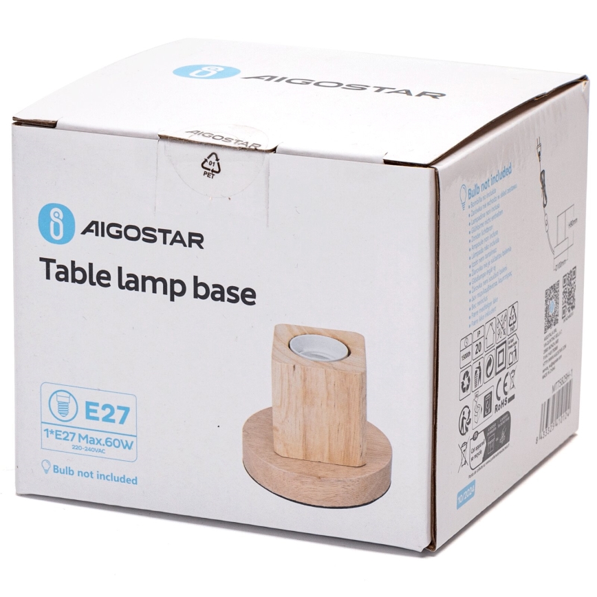 Aigostar - Candeeiro de mesa 1xE27/60W/230V bege