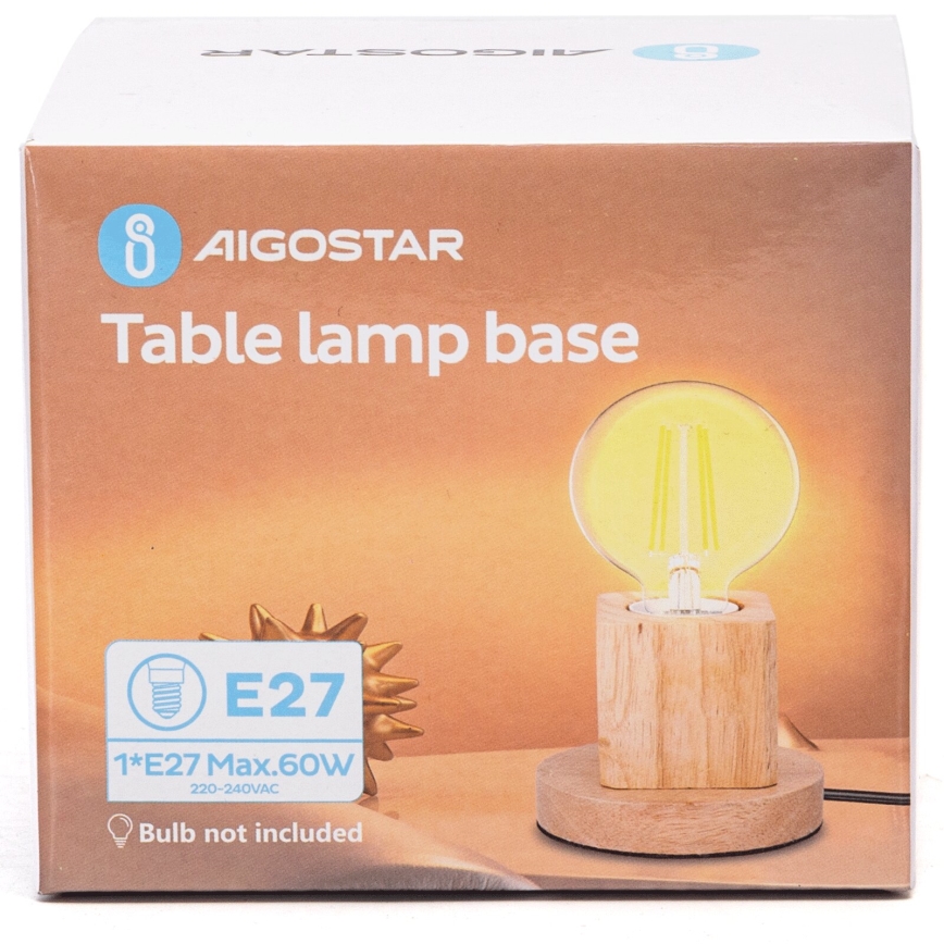 Aigostar - Candeeiro de mesa 1xE27/60W/230V bege