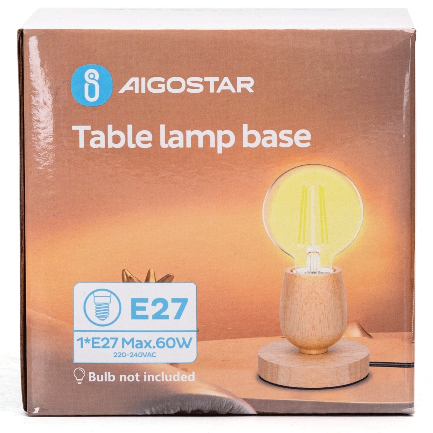 Aigostar - Candeeiro de mesa 1xE27/60W/230V bege