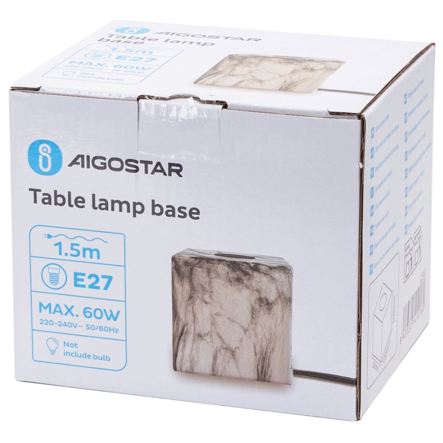 Aigostar - Candeeiro de mesa 1xE27/60W/230V branco/cinzento