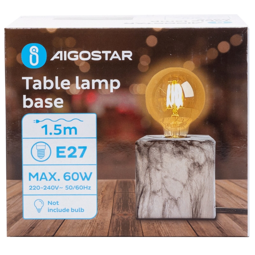 Aigostar - Candeeiro de mesa 1xE27/60W/230V branco/cinzento