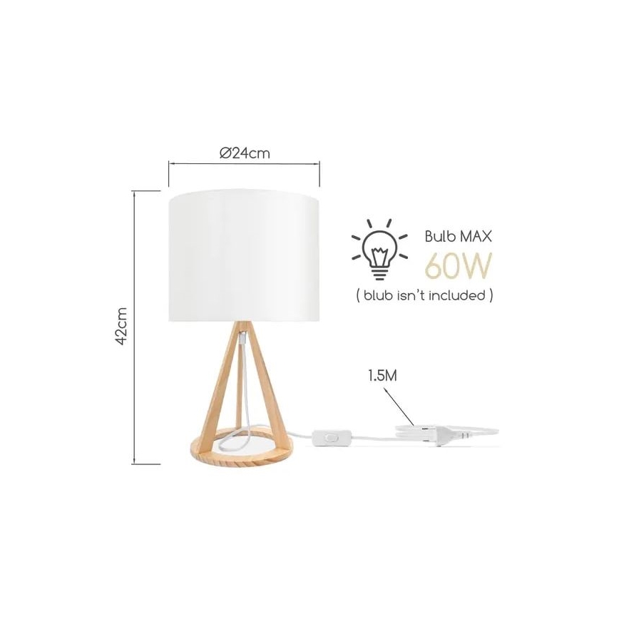 Aigostar - Candeeiro de mesa 1xE27/60W/230V pinho