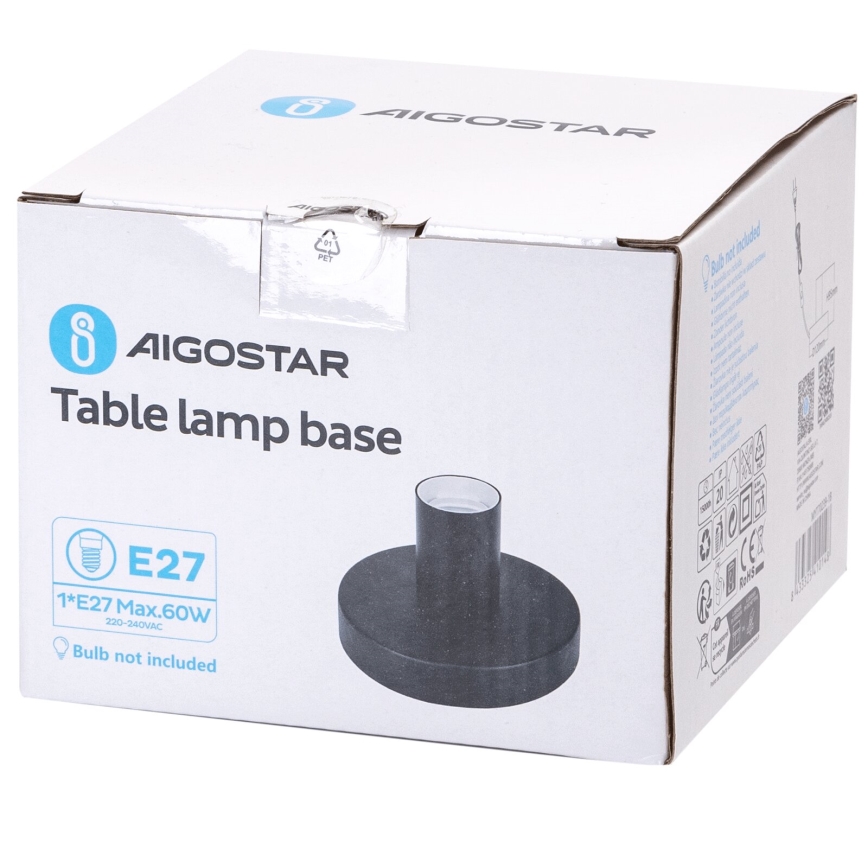 Aigostar - Candeeiro de mesa 1xE27/60W/230V preto