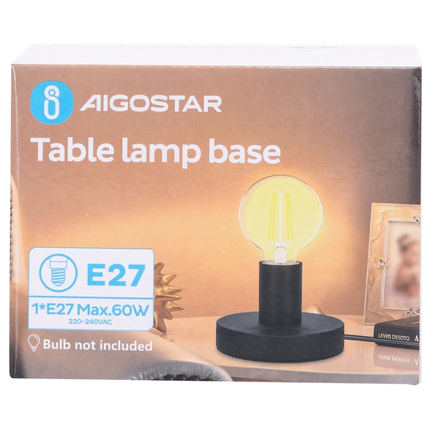 Aigostar - Candeeiro de mesa 1xE27/60W/230V preto