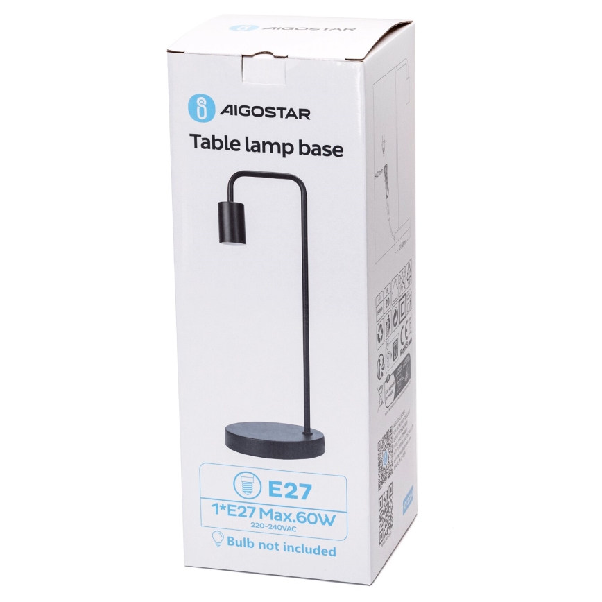 Aigostar - Candeeiro de mesa 1xE27/60W/230V preto