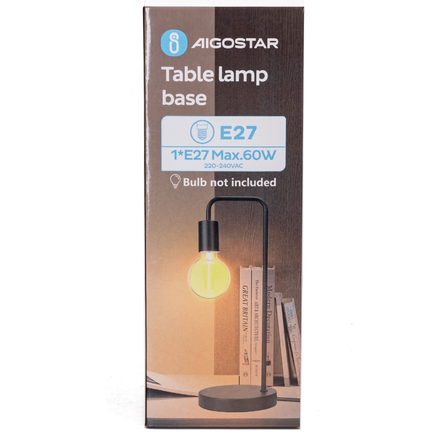 Aigostar - Candeeiro de mesa 1xE27/60W/230V preto