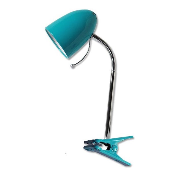 Aigostar -  Candeeiro de mesa com clipe 1xE27/11W/230V azul/cromado brilhante