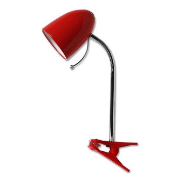 Aigostar - Candeeiro de mesa com clipe 1xE27/11W/230V vermelho/cromado brilhante