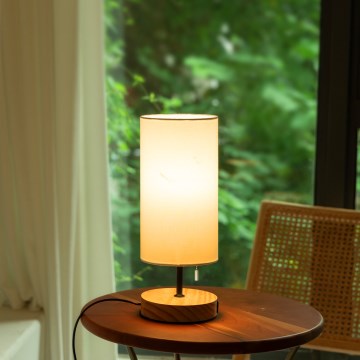 Aigostar - Candeeiro de mesa com porta USB 1xE27/40W/230V bege