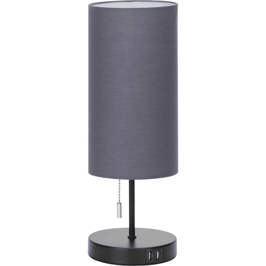 Aigostar - Candeeiro de mesa com porta USB 1xE27/40W/230V preto