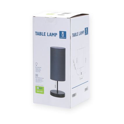 Aigostar - Candeeiro de mesa com porta USB 1xE27/40W/230V preto