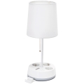 Aigostar - Candeeiro de mesa com tomadas e portas USB 1xE27/60W/230V branco