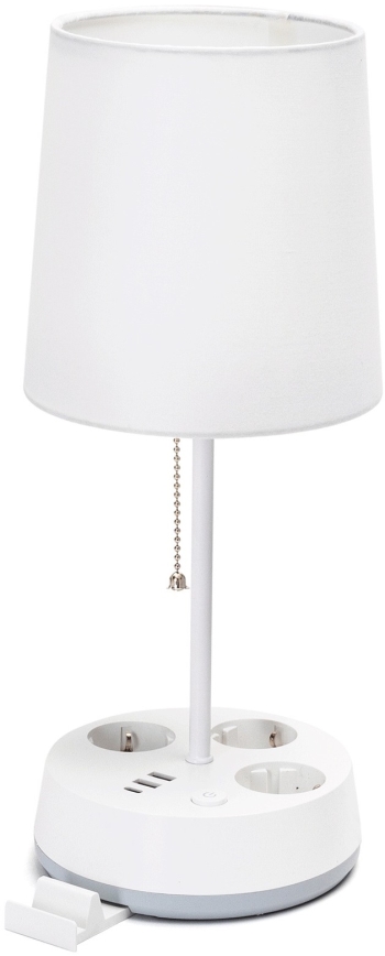 Aigostar - Candeeiro de mesa com tomadas e portas USB 1xE27/60W/230V branco