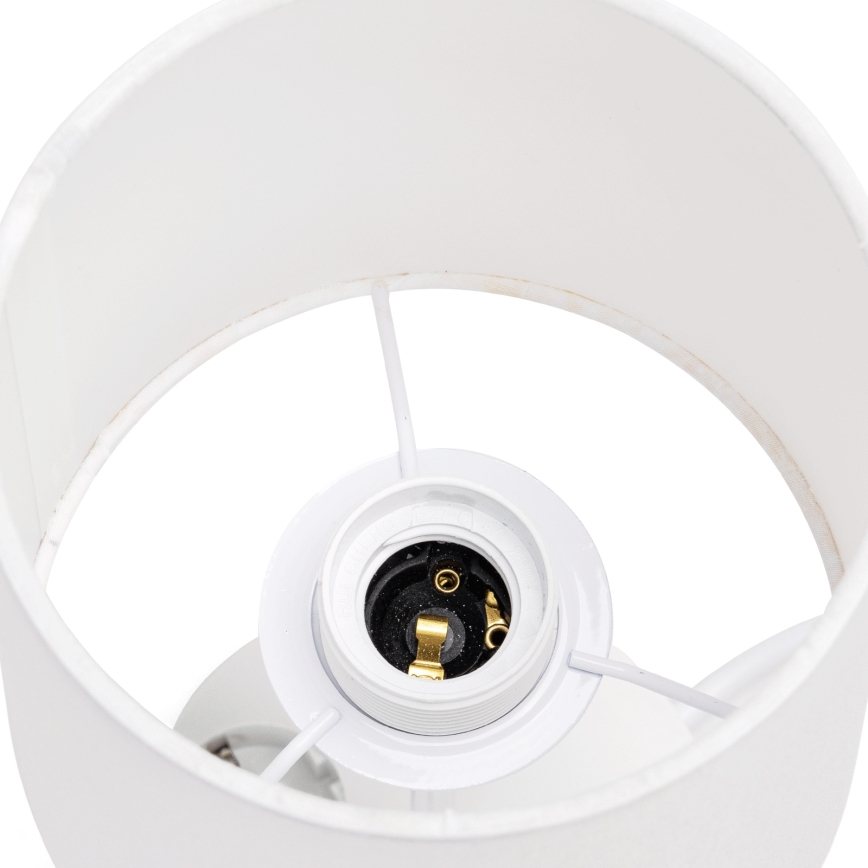 Aigostar - Candeeiro de mesa com tomadas e portas USB 1xE27/60W/230V branco