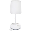 Aigostar - Candeeiro de mesa com tomadas, soquete 1xE27/60W/230V, branco